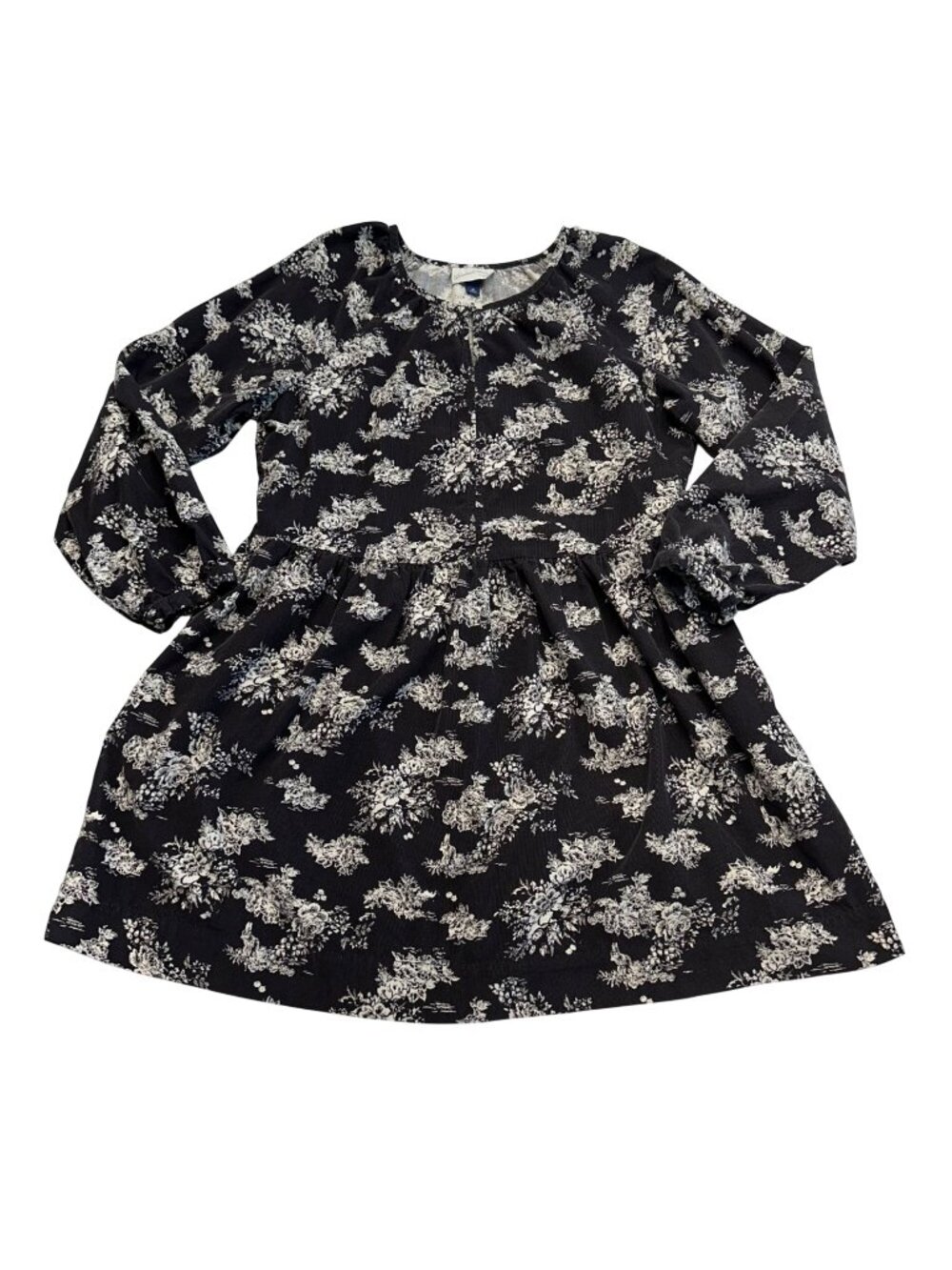 Universal Thread Cotton Corduroy Toile Bunny Print Long Sleeve Dress Brown Sz M